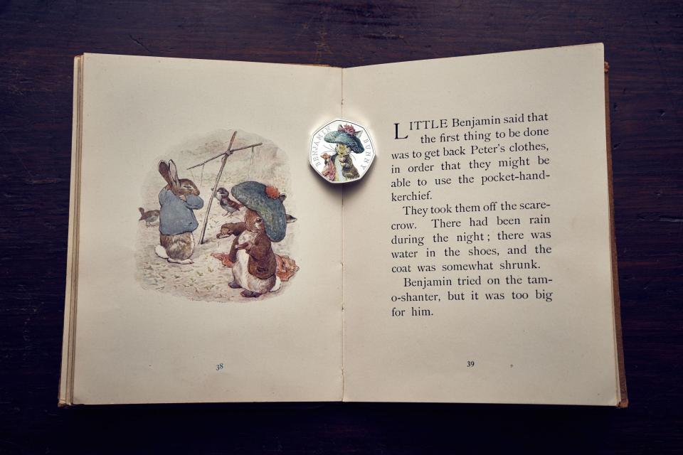  One of the coins features a picture of Benjamin Bunny, created in the style of Beatrix Potter's original illustrations