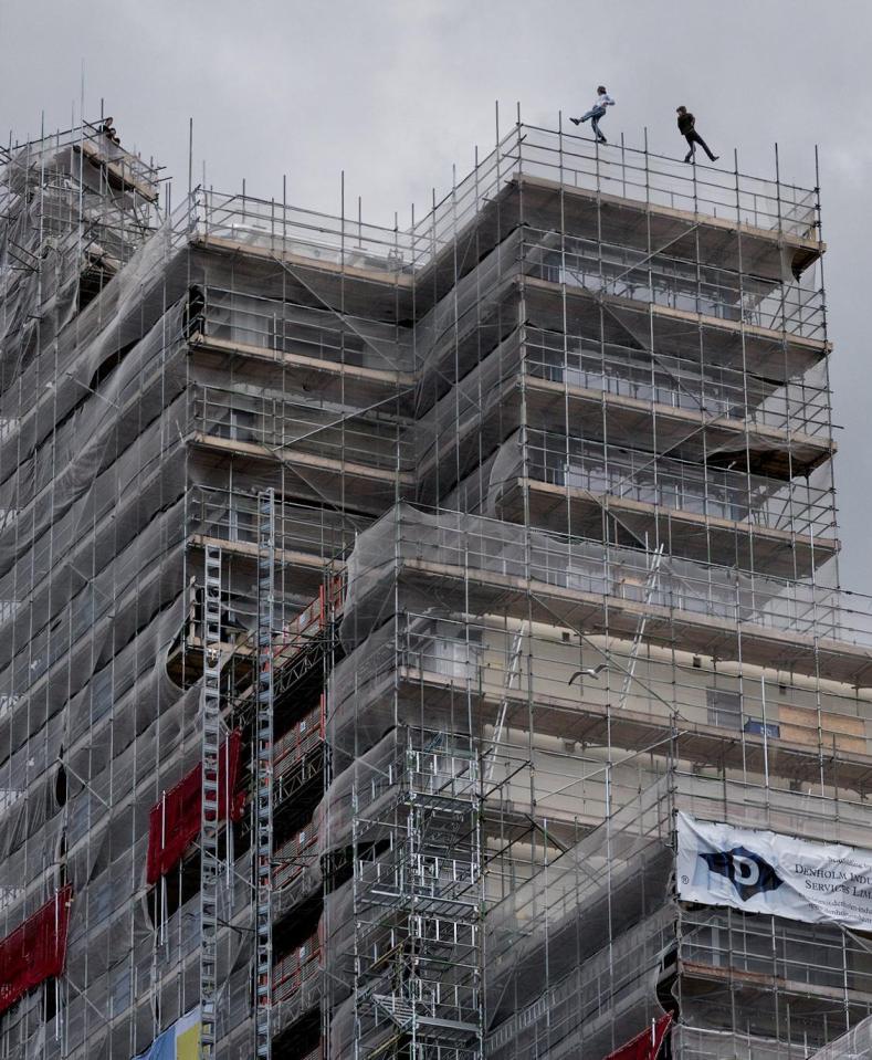  The craze was born in Russia, but has spread to Britain. This stunt was captured on camera in Plymouth, on the building site of what will be the tallest building in the south west