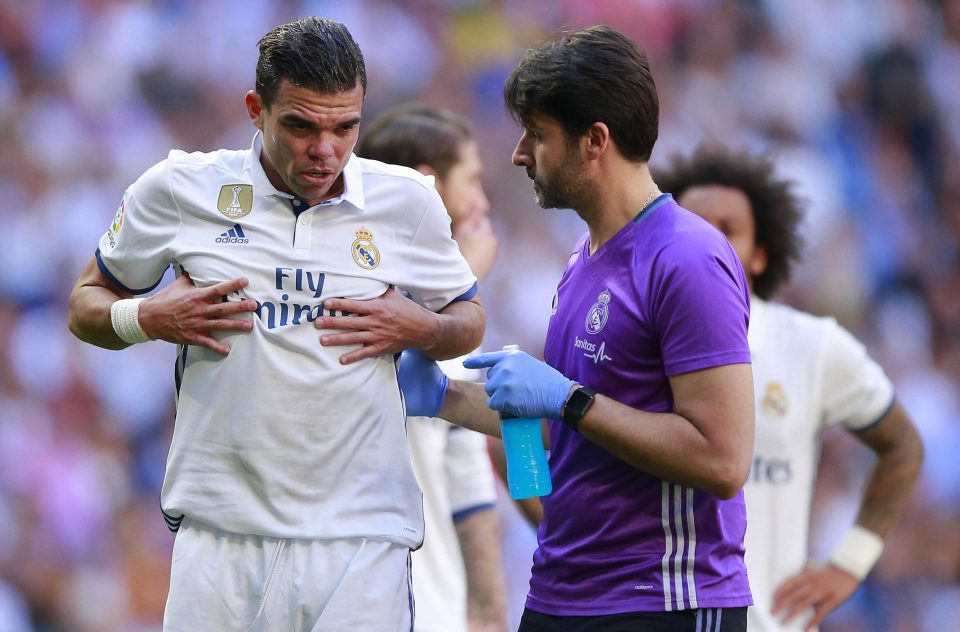 The Portuguese star looked to be in major discomfort 