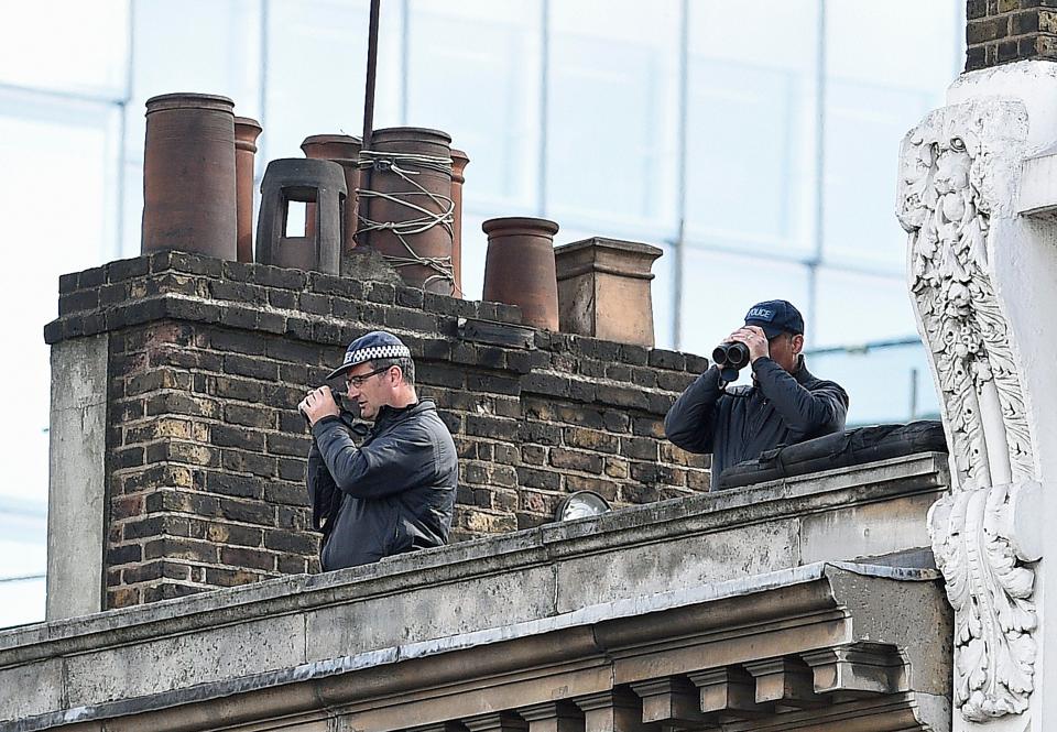  The Met are keeping a close eye on the route of the funeral procession for PC Palmer as officers are stationed on rooftops