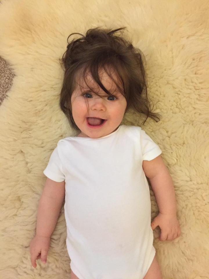  Mum Claire said midwives picked up Jorgie's luscious locks on her ultrasound scan