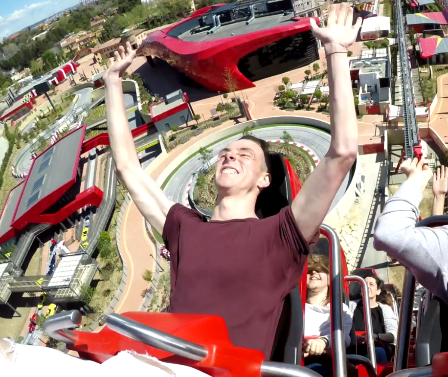 Thrill-seekers enjoyed the first ride on the huge rollercoaster today 