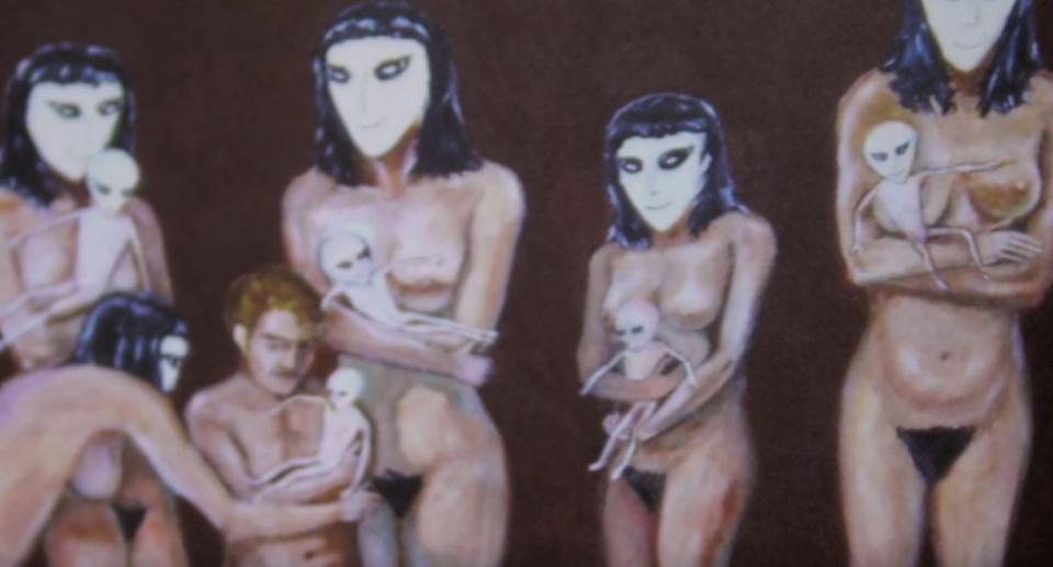  Busty Crescent - who allegedly took Huggin's virginity - appears in several of his paintings