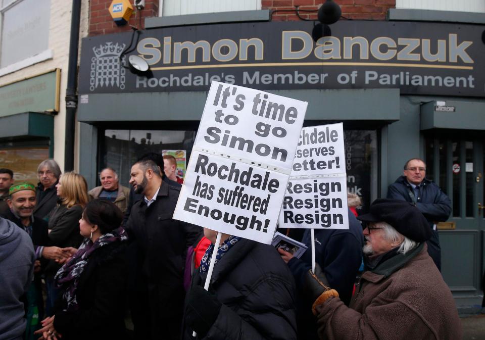  Local residents protested outside Danczuk's office in January after his suspension