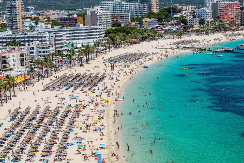  The resort's beaches are busy with Brits both day and night