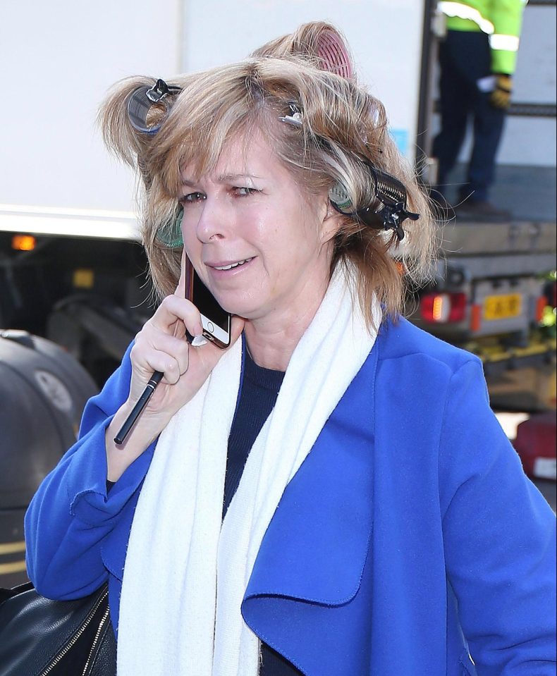  Kate's look was far from polished with her hair filled with rollers