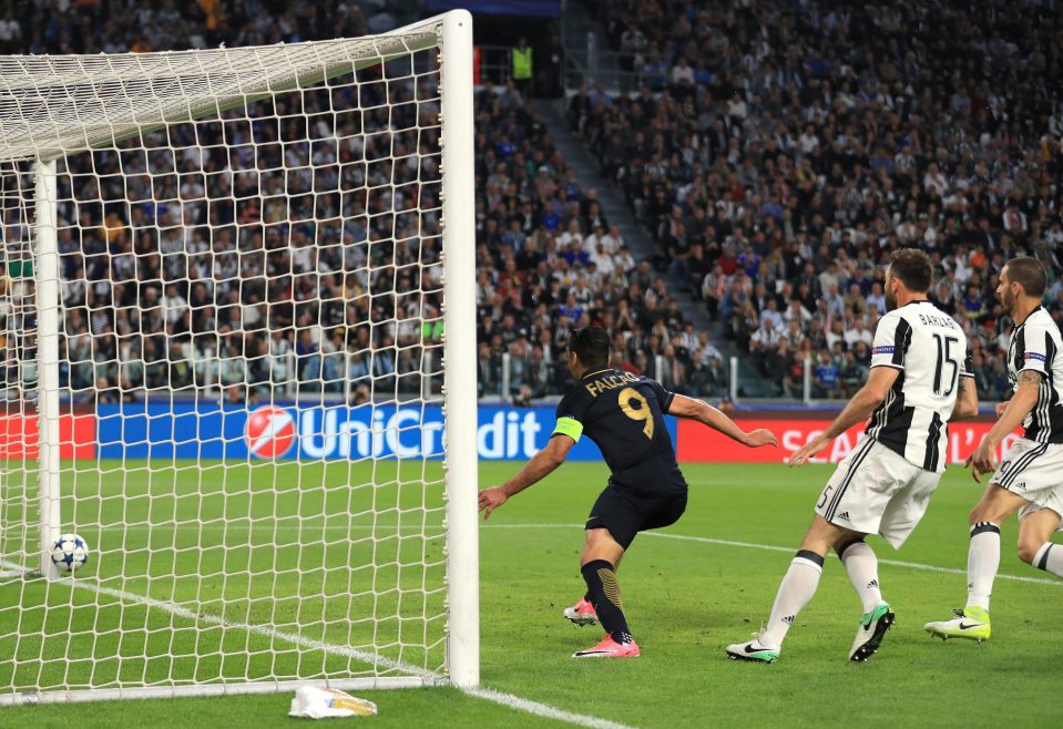 Kylian Mbappe of AS Monaco (Not Pictured) hits the post after being called offside during the Champions League semi