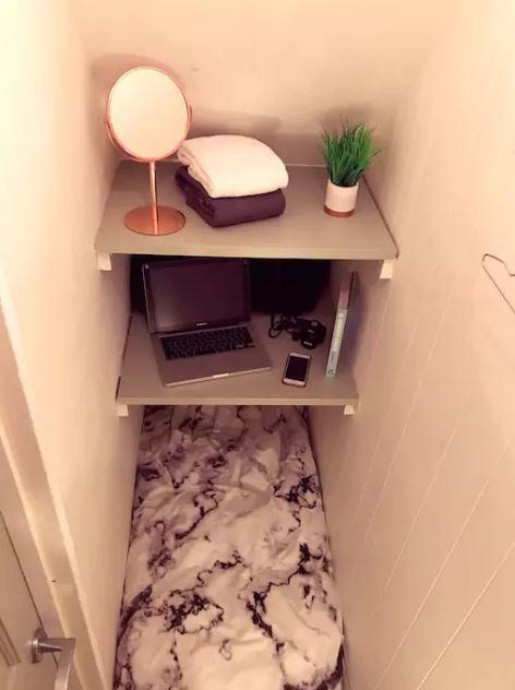 An Airbnb host is advertising this space - a cupboard under the stairs - for £10 a night
