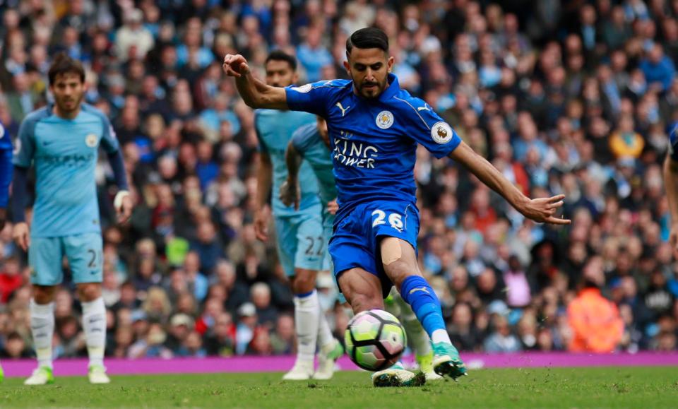 Riyad Mahrez's penalty was ruled out after he appeared to kick the ball twice