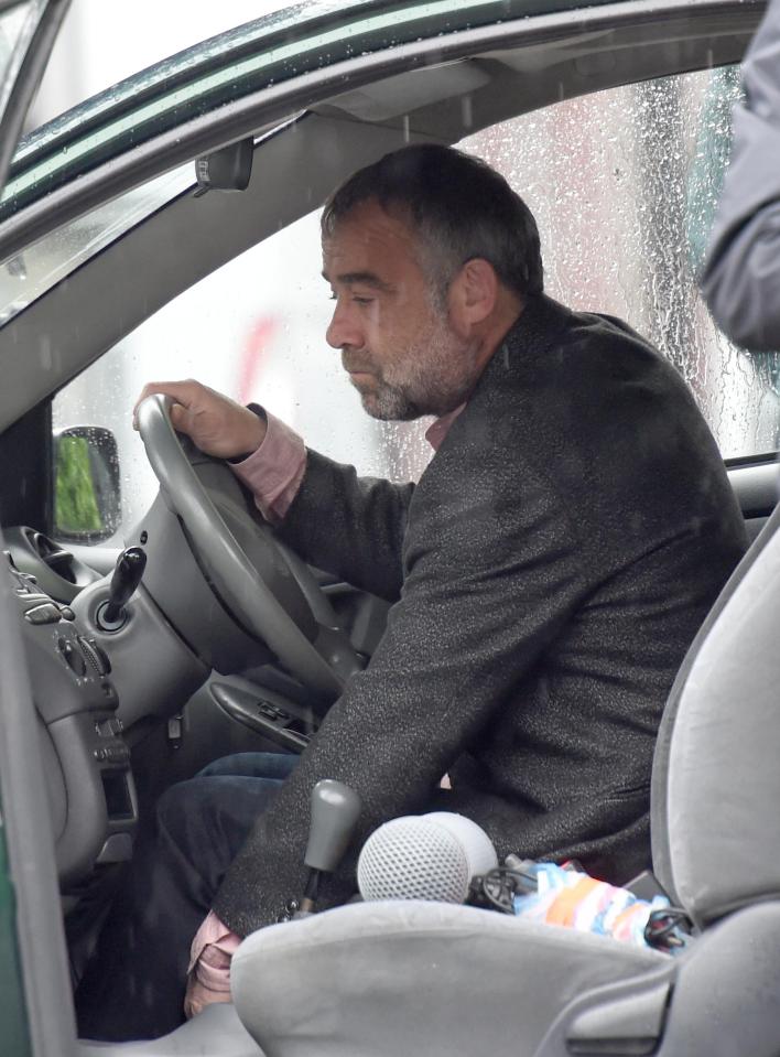  Kevin was spotted arriving in his van dressed in a suit