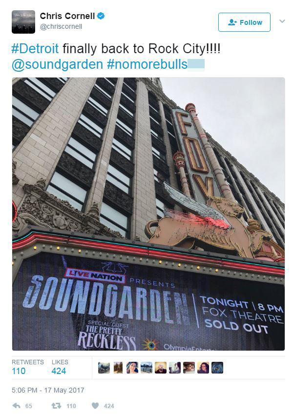 Cornell had tweeted about performing at US festival Rock the Range