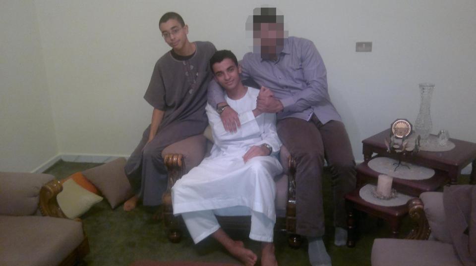 The bomber's brothers Hashem, left, and Ismail, centre