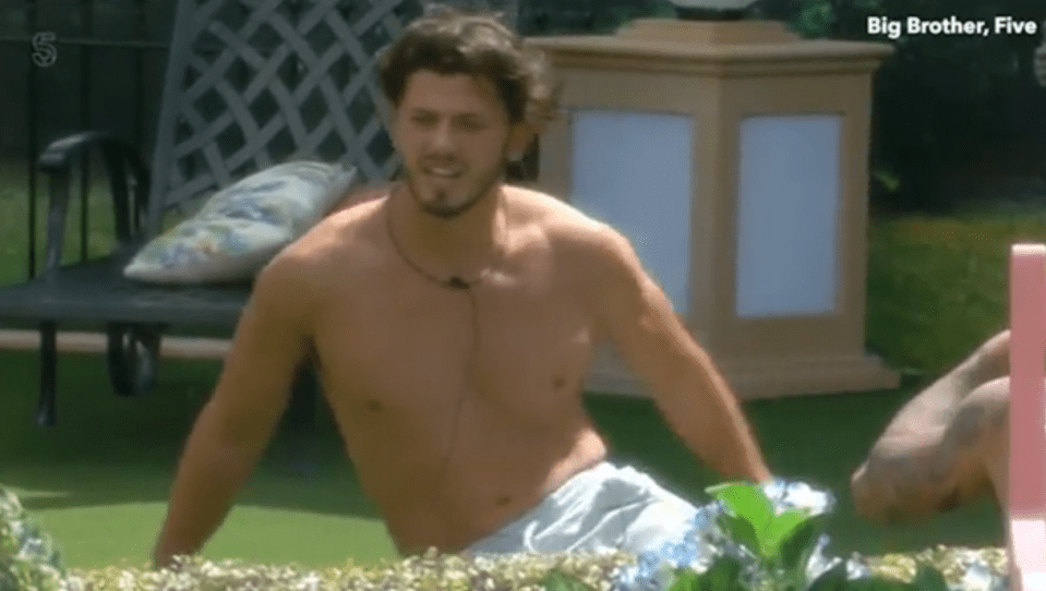  Kieran gave Marnie a good show as he topped up his tan without his shirt on