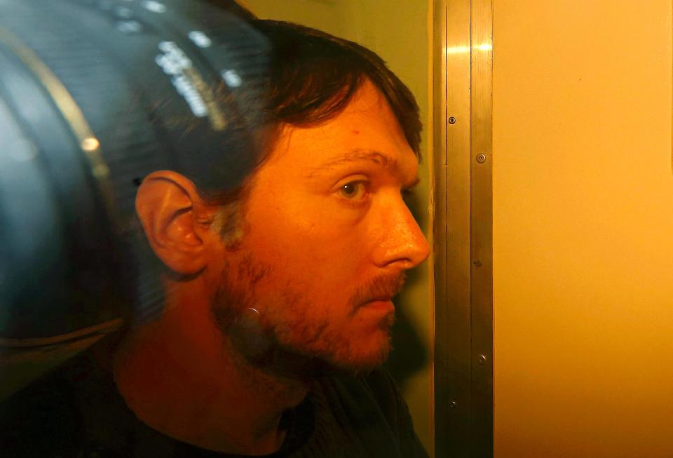  Forrest pictured arriving in a prison vehicle at Eastbourne Magistrates Court