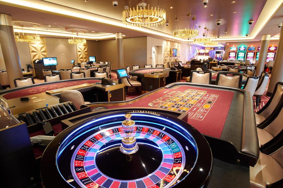 There is also a glitzy casino where guests can spend their evenings at sea 