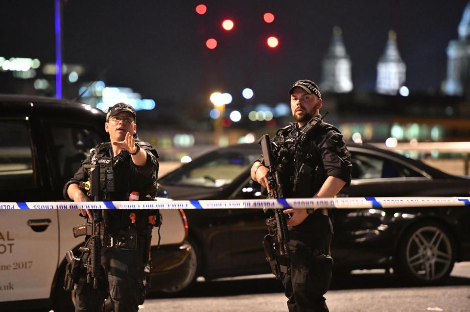  Armed officers on London Bridge keep guard after terror attack