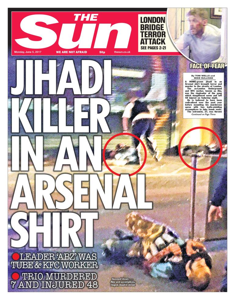 The Sun's front page from yesterday covering the London Bridge terror attack