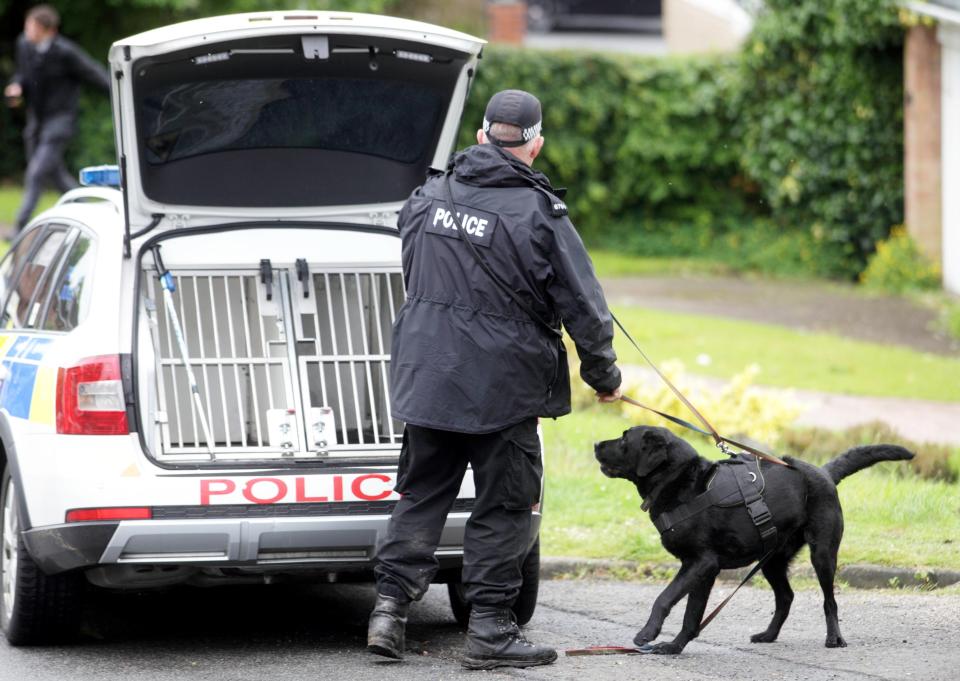  Sniffer dogs were also drafted in to help police with their searches today
