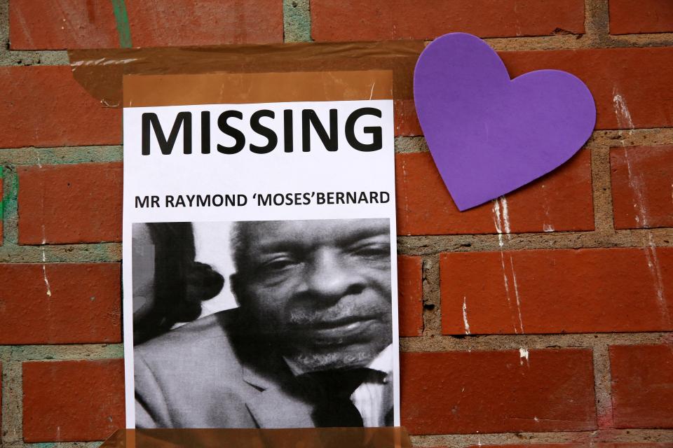 Raymond 'Moses' Bernard, 65, is missing following the blaze 
