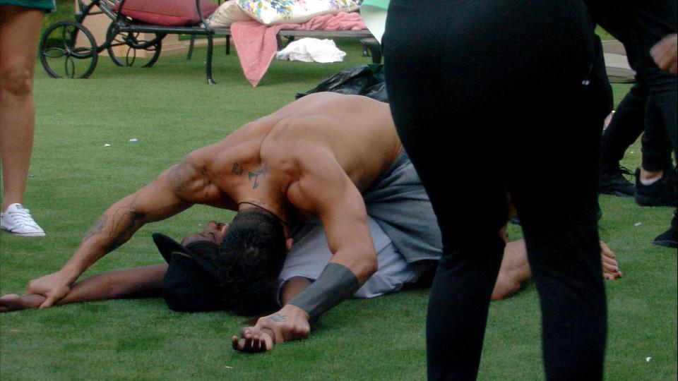  The Nigerian sister was left giggling on the floor as Lotan grinded on her in front of the housemates
