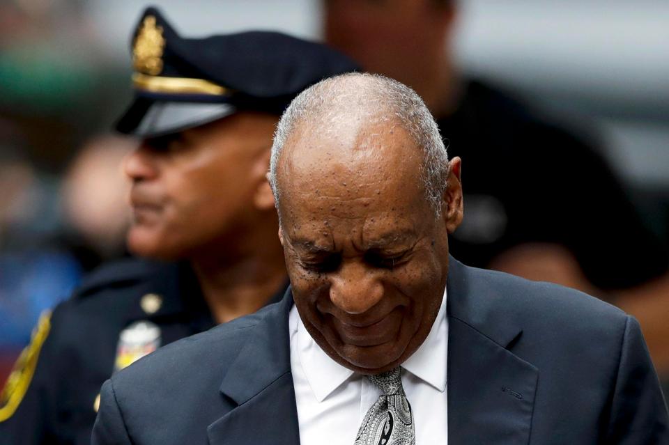 Bill Cosby arrives at the Montgomery County Courthouse during his sexual assault trial this morning