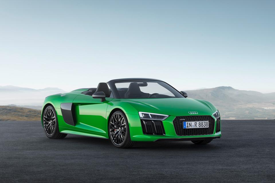  Mean green machine... the Audi R8 Spyder V10 plus, £147,000