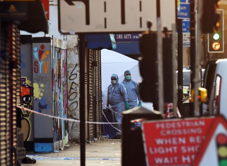 Forensic officers were on the scene following the attack just after midnight