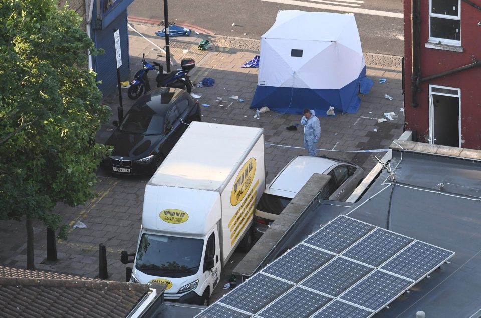 A forensic tent could be seen this morning as investigations continue