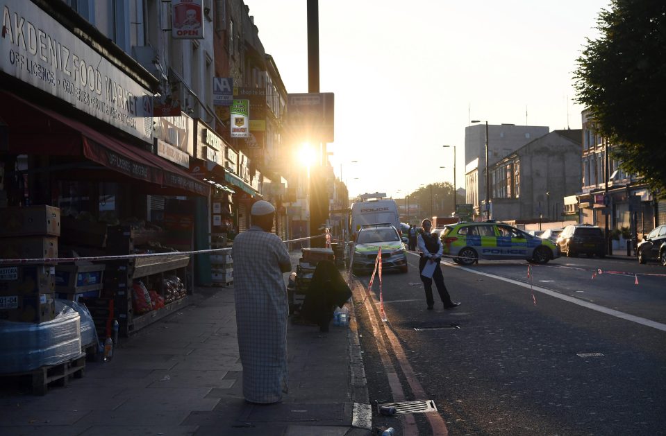 The area was cordoned off after a van ploughed into people leaving a Mosque in Finsbury Park