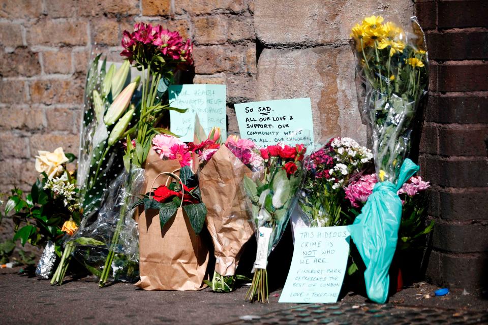  Flowers and tributes have been left at the scene of the terror attack this morning