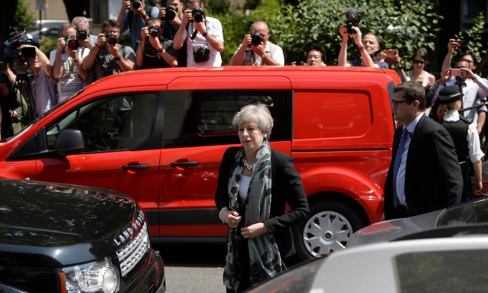  Prime Minister Theresa May arrives at the Finsbury Park mosque this afternoon