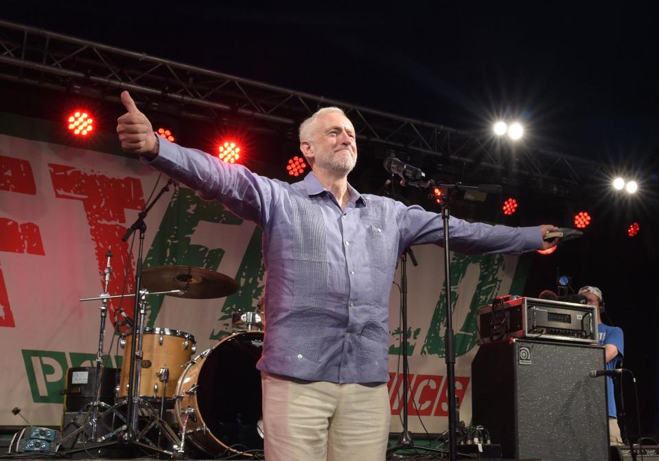 The Labour leader yesterday addressed tens of thousands of supporters on the festival's main stage