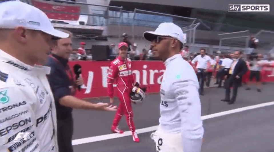  Lewis Hamilton snubbed a TV reporter's request to shake hands with Seb Vettel