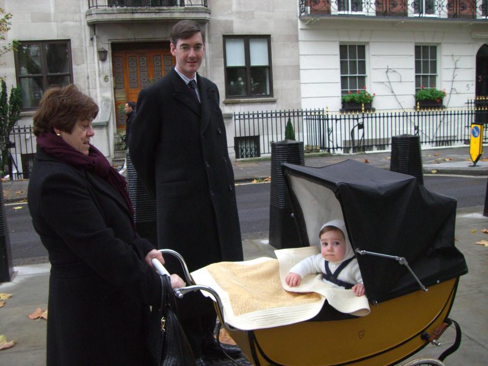 Jacob with his nanny Veronica, who the MP took with him on the campaign trial 