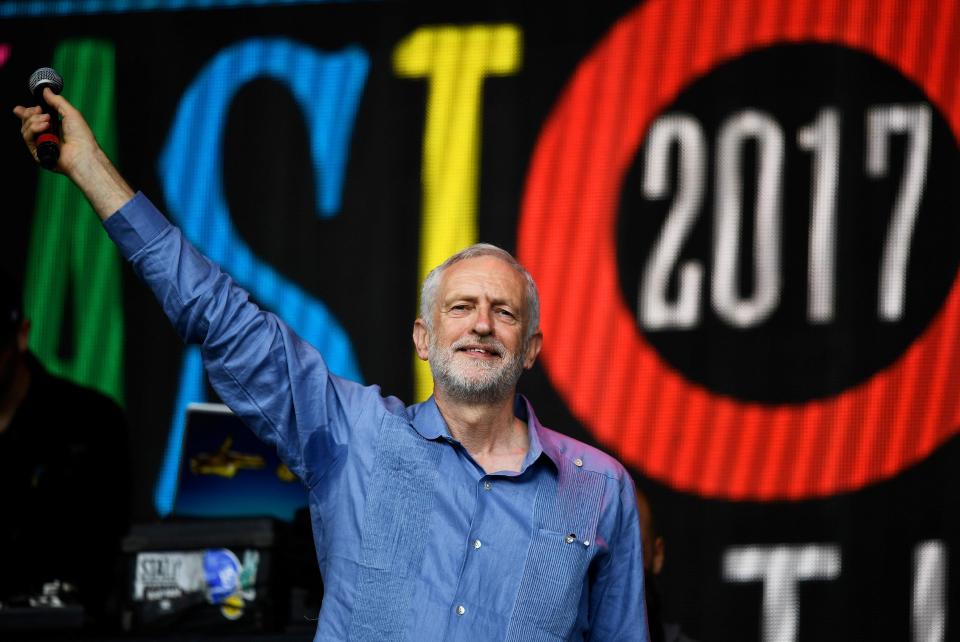  Labour leader got a fervent reception after addressing music fans from the Pyramid Stage at Glasto