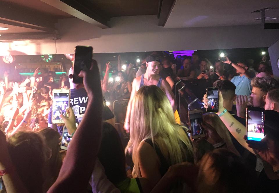 Geordie Shore's Scotty T performs at Bananas club encouraging drinking and slapping games 