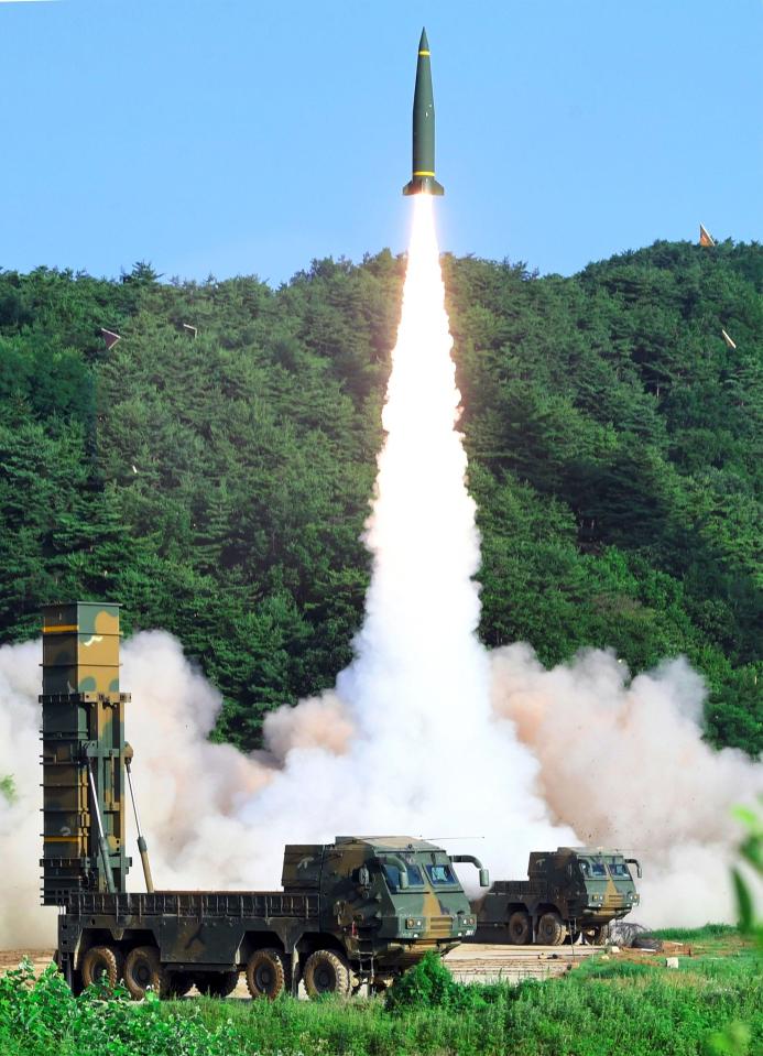  A missile being fired into the East Sea from an undisclosed location on South Korea's east coast