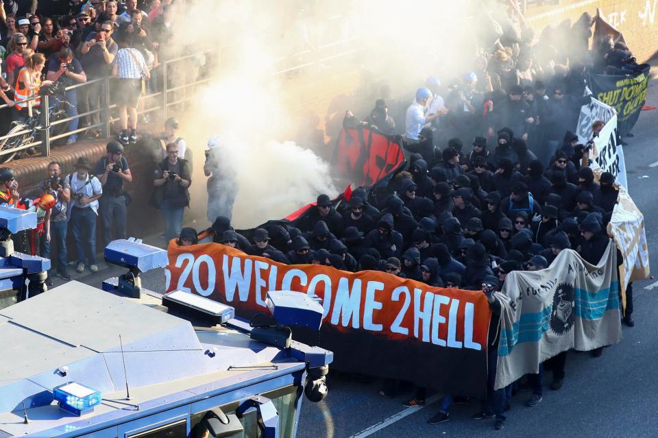 The "Welcome to Hell" rally saw thousands take to the streets of Hamburg as world leaders arrived in the city 