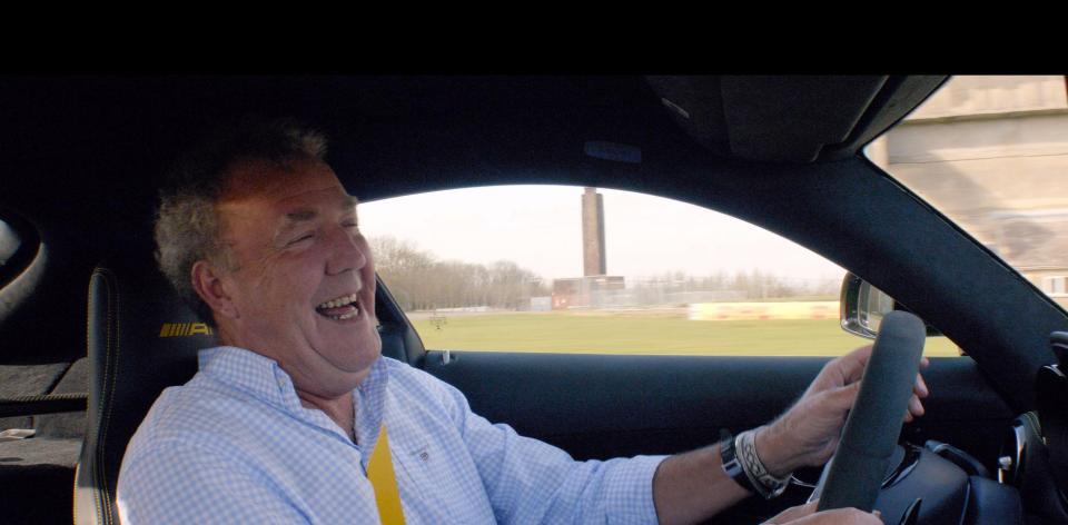  Jeremy Clarkson can be seen grinning broadly in the new series of The Grand Tour