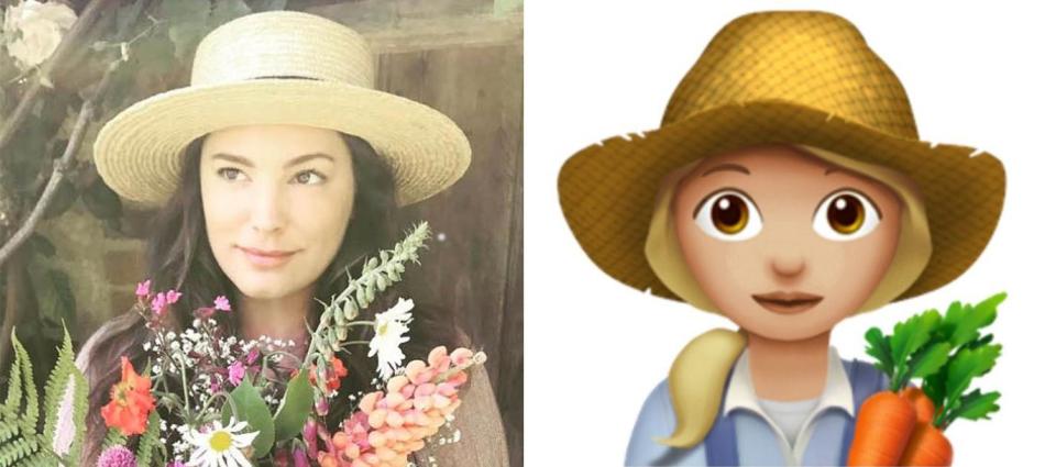 BROOK-ALIKE . . . model Kelly’s duplic-hat