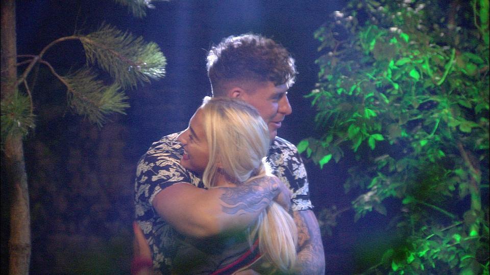  Sam hugs Isabelle after they decide she will be up for eviction and not he