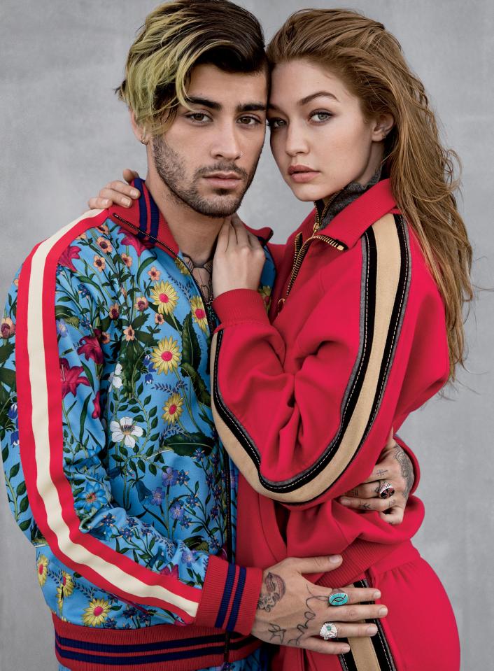 Gigi and Zayn pose up in colourful tracksuits in one striking shot 
