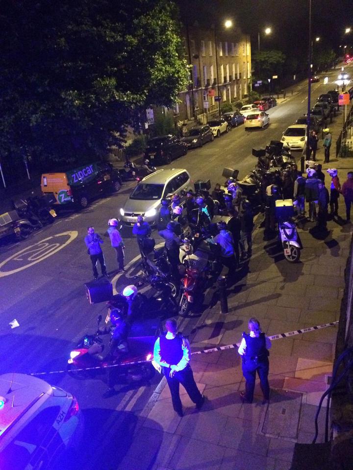  Police at the scene of one of five acid attacks carried out last Monday