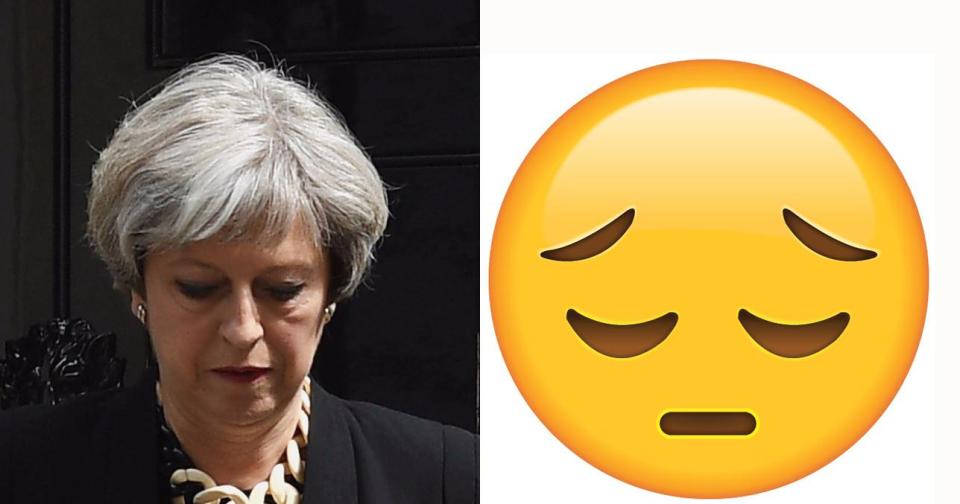 THERESA DISMAY . . . sad PM shuns icon-tact