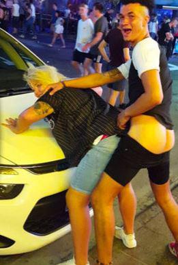  Holidaymakers strike a bare-cheeked pose as Magaluf descends into mayhem