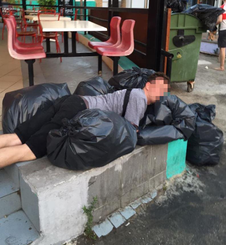  Other snaps catch revellers trying to get some sleep in unorthodox places
