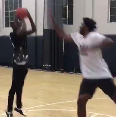 Paul Pogba showed his basketball skills against Joel Embiid