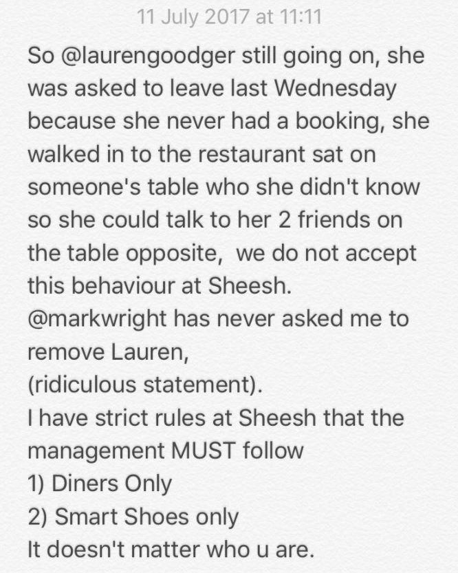  The statement released by Sheesh