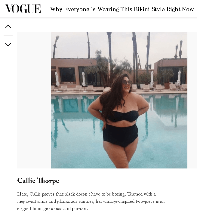 Callie Thorpe was thrilled to be included in the bikini article