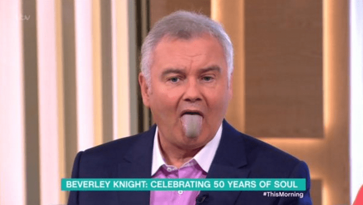  Eamonn showed off her tongue after munching on the sweet treat